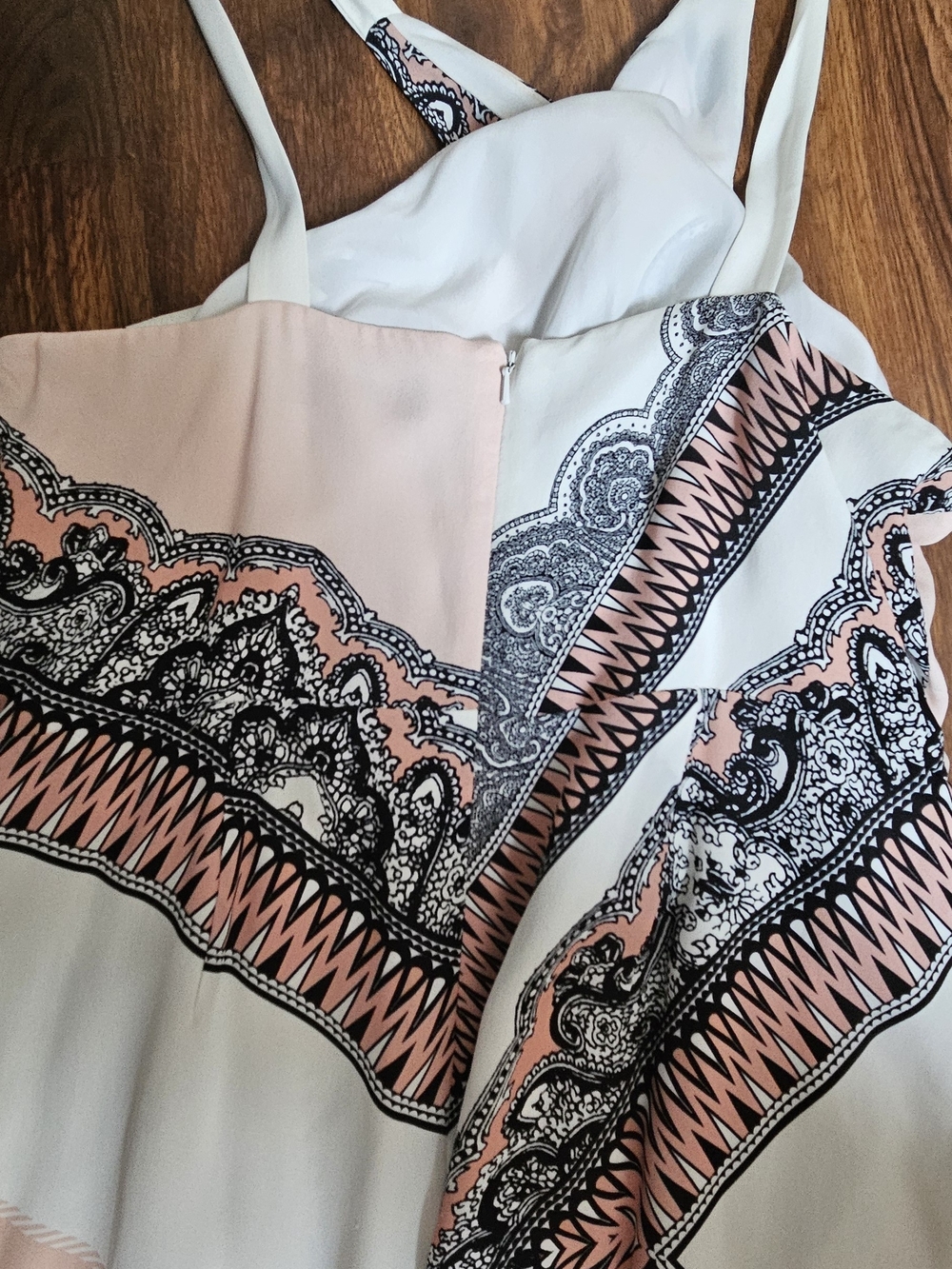 Reiss Pink White and Black Asymmetrical Halter Dress - Picture 6 of 6